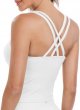 Zeal Bras Longline Ribbed Medium Support Sports Bras, Crisscross Back Tank Tops with Removable Pads B-D Cups