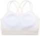Womens Strappy Longline Sports Bra - Molded Cup Double Spaghetti Strap Workout Bra Yoga Crop Tank Top