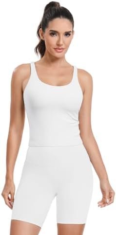 Zeal Bras Longline Ribbed Medium Support Sports Bras, Crisscross Back Tank Tops with Removable Pads B-D Cups